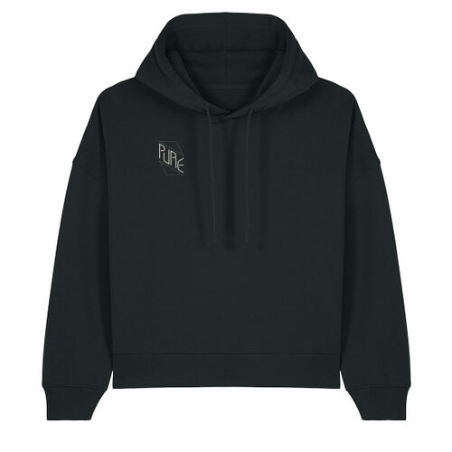 Hoodie crop - opdruk in wit (ITEM MET KERSTKORTING!) Thumbnail